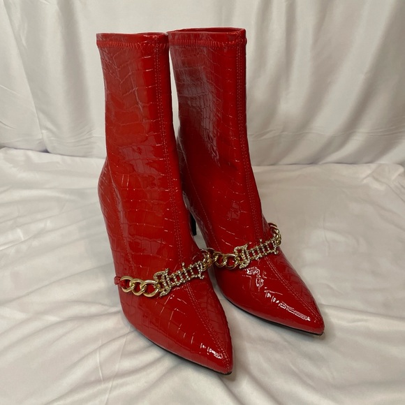 Juicy Couture Tommi Red with Gold chain ankle heel - Picture 8 of 14